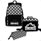 Kit Mochila Bolsa Escolar Com Carrinho Rodinha Com Estojo Para Puxar Infantil Criança Adolescente Personagem
