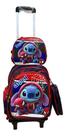 Kit Mochila C/ Carrinho Homem Aranha Stitch Lancheira Estojo