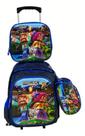 Kit Mochila C/ Carrinho Minecraft Lancheira Estojo Duplo
