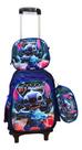 Kit Mochila C/ Carrinho Stitch Exp 626 Lancheira Estojo