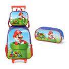Kit Mochila C/ Rodas Super Mario + Lancheira + Estojo