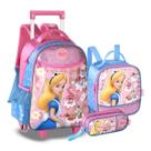 Kit Mochila C/ Rodinhas Alice no País das Maravilhas C/ Lancheira Térmica E Estojo Infantil - Clio