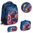 Kit Mochila Capitão América Costas Lancheira Térmica Estojo Kit Mochila Capitão América Costas Lancheira Térmica Estojo