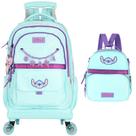 Kit mochila carrinho 360 e lancheira térmica stitch luxcel - turquesa Kit mochila carrinho 360 e lancheira térmica stitch luxcel - turquesa