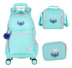 Kit Mochila Carrinho 360 Haste Dupla Porta Notebook Stitch