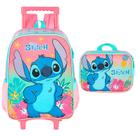Kit mochila carrinho e lancheira térmica angel stitch luxcel salmão Kit mochila carrinho e lancheira térmica angel stitch luxcel salmão