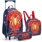 Kit Mochila Carrinho Escolar + Lancheira + Estojo Super Spider - Ref MR40486