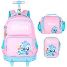 Kit mochila carrinho infantil 2 em 1 18 , lancheira térmica e estojo escolar box rosa Stitch Disney Luxcel