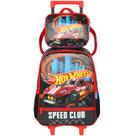 Kit mochila carrinho infantil 2 em 1 e lancheira térmica Hot Wheels Mattel Luxcel - preto