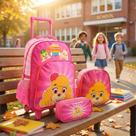 Kit Mochila Carrinho Infantil 2 Rodinhas Lancheira Estojo Escolar Patrulha Canine Rescue Yepp