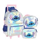 Kit Mochila Carrinho Infantil Lilo & Stitch Oficial Nova com Lancheira Térmica e Estojo - LUXCEL