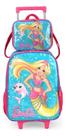 Kit Mochila Carrinho Lancheira Barbie Princesa Sereia