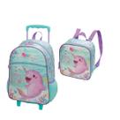 Kit Mochila Carrinho Lancheira Pack Me Splash Turquesa