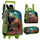 Kit mochila carrinho, lancheira térmica e estojo T-Rex Attack 16"