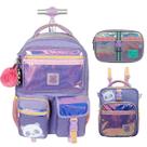 Kit Mochila Carrinho Utility Panda Lancheira Estojo