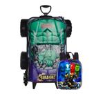 Kit Mochila Carro Hulk Monster Trucks 3d Lancheira Escolar