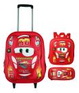 Kit Mochila Carros 3d Com Rodinhas E Lancheira + Estojo Kit Mochila Carros 3d Com Rodinhas E Lancheira + Estojo