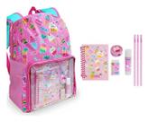 Kit Mochila Com Acessórios Escolar - Rosa Modelo Docinhos
