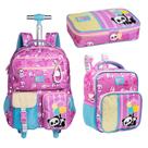 Kit Mochila Com Carrinho alça nas costas com Lancheira e Estojo Box Panda Cor:RosaTamanho:ÚnicoGenero:Unissex Kit Mochila Com Carrinho alça nas costas com Lancheira e Estojo Box Panda Cor:RosaTamanho:ÚnicoGenero:Unissex