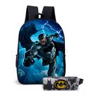 Kit Mochila com Estojo Escolar do Homem Morcego Batman para Meninos Kit Mochila com Estojo Escolar do Homem Morcego Batman para Meninos