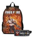 Kit Mochila Com Estojo Escolar Game Free Fire Menino e Menina