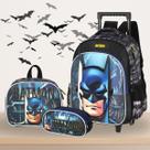 Kit Mochila com Rodas + Lancheira Térmica + Estojo Triplo Batman