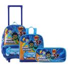 Kit mochila com rodas lancheira térmica estojo várias cores