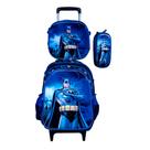 Kit Mochila com Rodinhas Escolar Batman 3D + Lancheira Térmica + Estojo Escolar