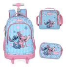 Kit Mochila Com Rodinhas Escolar Original Stitch E Angel