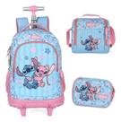 Kit Mochila Com Rodinhas Escolar Stitch E Angel - Luxcel