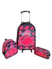 Kit Mochila com Rodinhas Infantil Naruto Akatsuki + Lancheira Térmica + Estojo Escolar