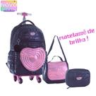 Kit Mochila Coração Glitter Rodinha 360 Feminina Escolar Candy Collor Com Chaveiro Lancheira Térmic Kit Mochila Coração Glitter Rodinha 360 Feminina Escolar Candy Collor Com Chaveiro Lancheira Térmic