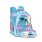 Kit Mochila Costas E Estojo Triplo Stitch Escolar Meninas Kit Mochila Costas E Estojo Triplo Stitch Escolar Meninas