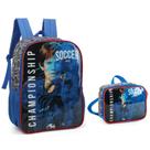 Kit Mochila Costas E Lancheira Championship Soccer Goal Azul Kit Mochila Costas E Lancheira Championship Soccer Goal Azul