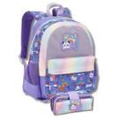 Kit Mochila Costas Infantil E Estojo Escolar Creche Desenho Esportes unicórnio Pandinha Panda Safari Zoo Mochilete 100 Pens