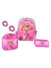 Kit mochila costas infantil skye patrulha canina meninas escolar bolsa reforçada lancheira térmica