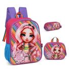Kit Mochila Costas Lancheira Estojo Rainbow High Pink