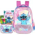Kit Mochila Costas Stitch com Estojo Escolar Infantil Disney