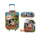 Kit Mochila de Carrinho Escolar G+ Lancheira + Estojo Rusty