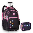Kit Mochila de Carrinho Flower Power 19" RB26229 + Estojo Rebecca Bonbon - Clio Style