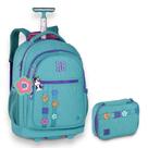 Kit Mochila de Carrinho Flower Power 19" RB26229 + Estojo Rebecca Bonbon - Clio Style