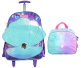 Kit Mochila de Carrinho Infantil + Lancheira Luxcel IS41081UPKITCAR Fundo do Mar Cor:Violeta
