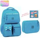 Kit Mochila De Costas Acompanha Pins Removíveis Escolar Juvenil 18,5” Com Estojo