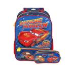 Kit Mochila De Costas Carros Escolar McQueen Estojo Infantil Cor:Azul