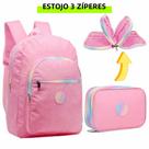 Kit Mochila de Costas Com Estojo Juvenil Escolar 3 Cores Kit Mochila de Costas Com Estojo Juvenil Escolar 3 Cores