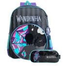 Kit Mochila De Costas + Estojo Duplo Wandinha Escolar