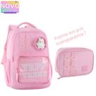 Kit Mochila De Costas Feminina Juvenil Acompanha Bichinho de Pelúcia Frente Em PVC Transparente