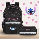 Kit Mochila de Costas Juvenil com Divisão para Notebook e Estojo Triplo Stitch 3 Cores
