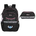 Kit Mochila de Costas Juvenil + Estojo Triplo Stitch 3 Cores Feminina -