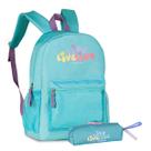 Kit Mochila de Costas Live Free Yourself C/ Estojo Simples For Girls Escolar - Clio
